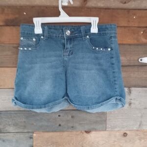 Women's Green Zone Denim Blue Jean Shorts Size 9 Rhinestones Jeweled Sparkly